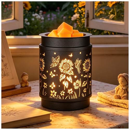 Metal Wax Warmer Electric scentsy Wax Warmer for Scented Wax melt Warmer Candle Wax Burner candle warmer Candle Melter for Home Office Dcor and Gifts for HolidaySunflowers and Butterflies