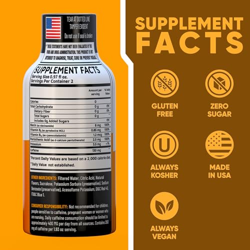 Image of Cherry Limeade Extra Strength Energy Shot 24 pk - 260mg Natural Caffeine B12 B6 - Energy & Focus Support - 2 Servings Sugar Free Zero Calorie Green Tea B-Vitamins Electrolytes Vegan - 1.93 fl oz