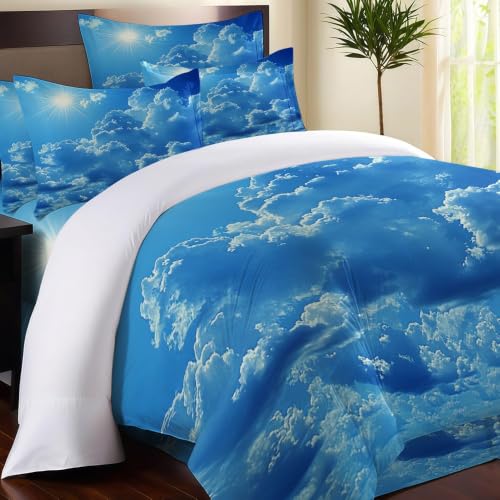 Parure de lit imprimé 3D nuages en tissu microfibre doux d'une finition irréprochable