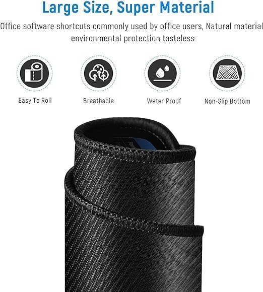 Image of Anti-Slip Keyboard Pad with Office Software Shortcuts Pattern, Clear Extended Large Cheat Sheet Mouse Pad, Large Rubber Base Mice Smooth Cloth Desk Mat(80x30cm)