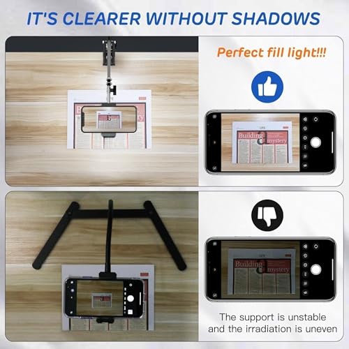 Image of Overhead Tripod for Mobile - Overhead Video Stand Phone Holder - Mobile Stand for Video Shooting - Table Tripod for Cooking, Art, Drawing - Phone Stand for Desk Video Recording (Black) (Black)