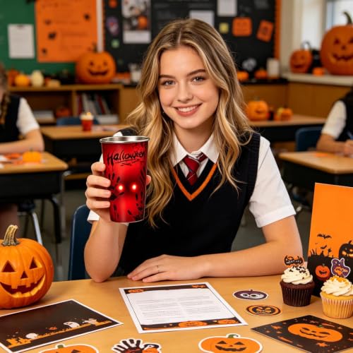 Taza gótica de Halloween con efecto de cambio y estructura reutilizable festiva 3