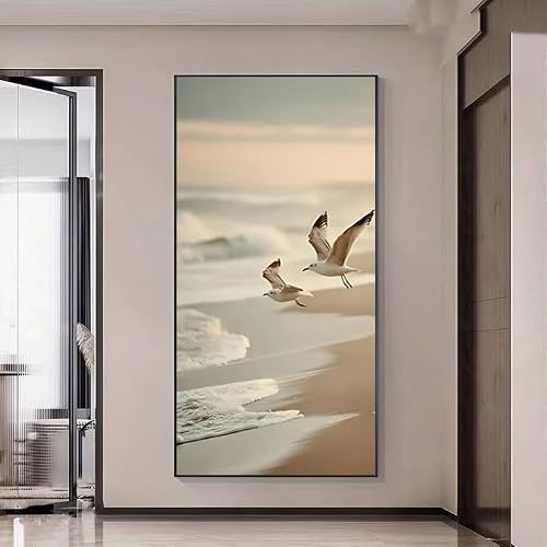 LTjiajuypd Canvas Print Modern Coastal Seagull Wall Art Neutral Ocean For Living Room Decortion(40X80cm)