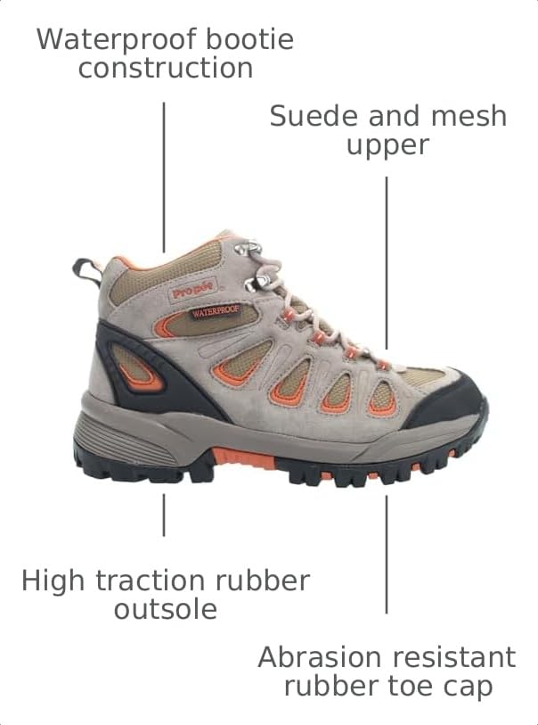 Image of Propet Mens Ridge Walker Cap Toe Hiking Casual Boots Ankle - Black, Grey