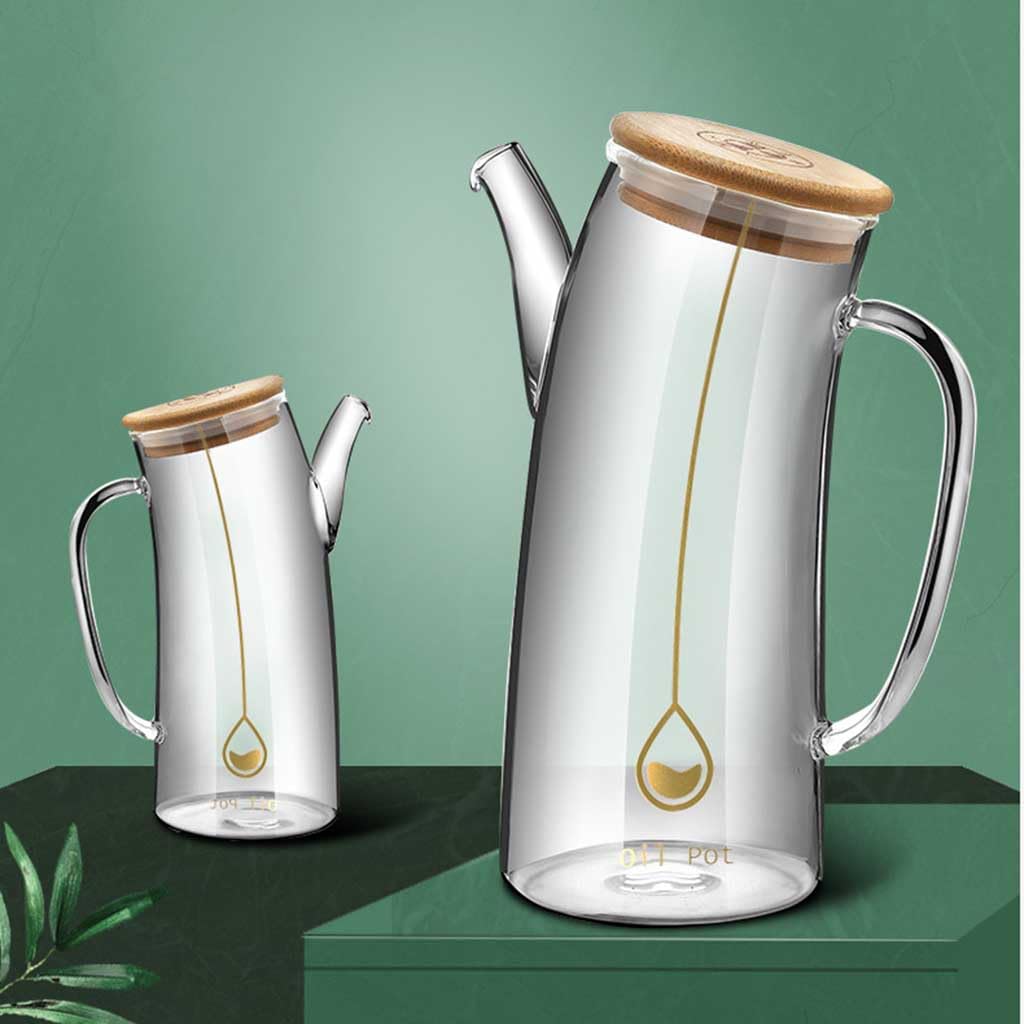 Botella de Vidrio dispensador de Aceite y vinagre, Botella dispensadora de Aceite de Oliva, vinagre y condimentos de Cocina de Vidrio de 750 ml