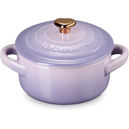 Le Creuset Stoneware Mini Round Cocotte, 8oz., Provence with Gold Heart Knob