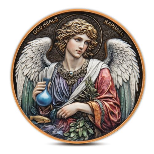 Archangel Raphael Healing Prayer Coin Inspirational Christian Token of Divine Healing and Peace