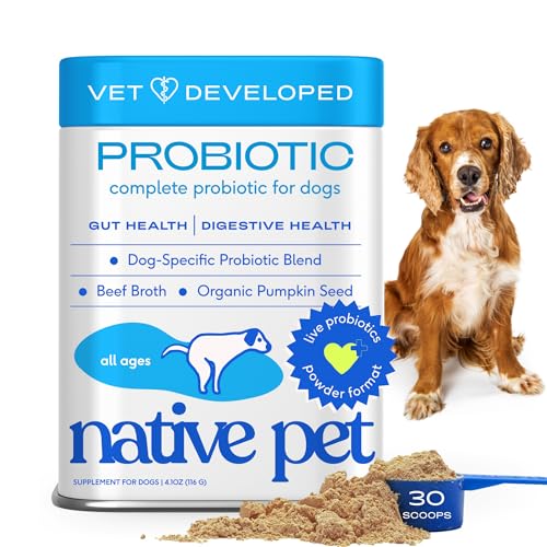 Native Pet Probiotics for Dogs - Dog Probiotics Powder for Digestive Health, Gut Support, & Immune Boost – Vet-Formulated Powder for Maximum Potency with Digestive Enzymes & Prebiotics - 30 Scoops