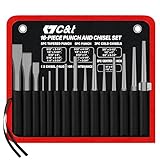 C&T 16-Piece Punch and Chisel Set with Storage Pouch, Including Taper Punch, Cold Chisels, Pin, Center Punch, Chrome Vanadium Steel