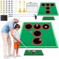 Mukum 2Pack Golf Game Play Set, Golf Chipping Cornhole Games for Adults with 30 Sticky Golf Balls, 12 Hole Covers, 2 Golf Clubs＆Carrying Bag, Indoor Outdoor Lawn Backyard Golf Gifts for Men＆Kids