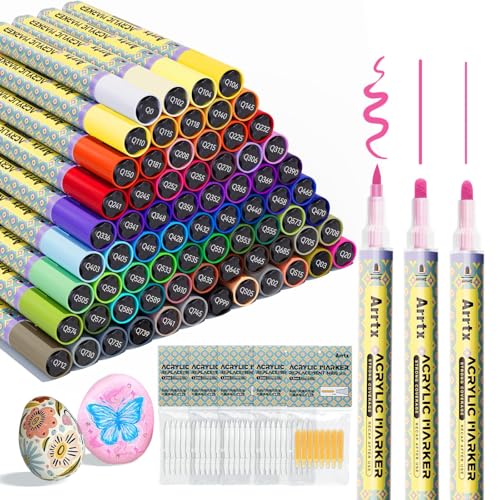 Arrtx 72 Colors Acrylic Paint Pens, 3mm Medium Tip