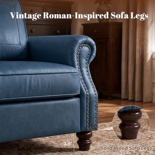 Image of Kingfun Faux Leather Accent Chair with Rolled Arms,Royal Blue