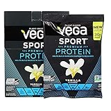 Vega Protein + Recovery - 30g Plant-Based Protein per Serving, Vanilla, 12 x 1.6oz Sachets, 5g BCAAs, Probiotics, NSF Certified, for Shakes & Smoothies, (Packaging May Vary)