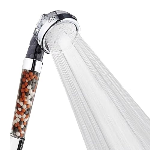 High Pressure Shower Head with Filter for Hard Water, 3 Spray Modes Turbo Pressure Shower Head, Water Saving Filtered Showerhead with Mineral Beads, Universal Handheld Bathroom Shower Head