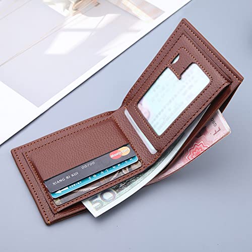 Image of Slim Wallet for Men with Coin Purse, Minimalist Wallet with Zipper, Bifold Mens Wallets with Credit Card Holder, PU Leather Men's Wallet with Money Clip, Carteras Para Hombres (BROWN)