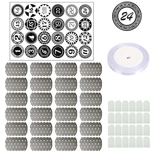 kdjsic Boîte à bonbons pliable à rayures avec calendrier de l'Avent Motif étoiles de Noël Cover