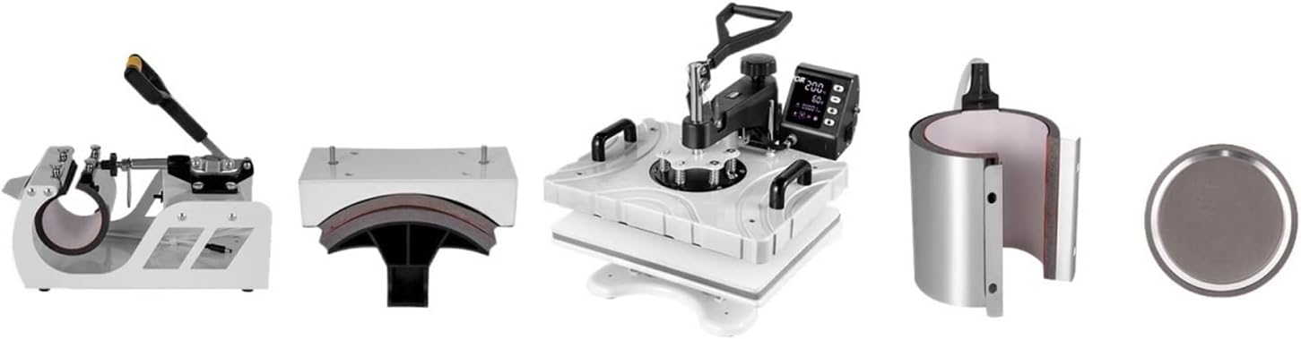 Hot Press 12 X15 Inch 360° Heat Press Machine Double-Tube Heating with LED 5/6 in 1 for Caps T-Shirts Cups Plates Pattern Printing Thermal Printer (Color : Blue 6 In1 Set B
