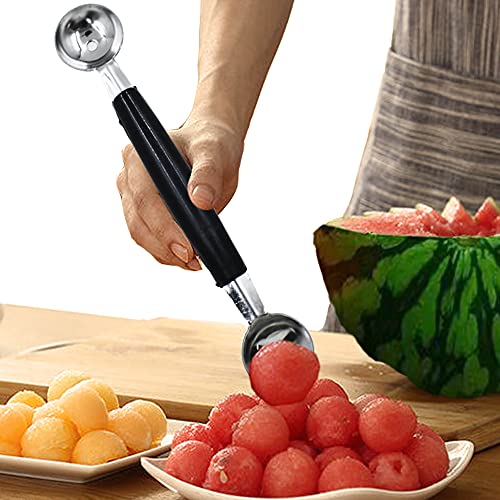 2 Pack Double Ended Headed Fruit Icecream Ball Spoon,Stainless Steel Melon Baller,Smooth Round Melon Balls Melon Scoop For Watermelon, Ice Cream, Fruits, Sorbet, Meatball #TOP4