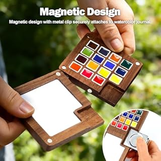 Adioslie Mini Watercolor Travel Set, 15 Color Pocket Watercolor Paint Set with Storage Bag, Watercolor Journal, Metal Clip, Paint Water Cup, Water Brush, Art Gift Kit for Painting Anywhere-01