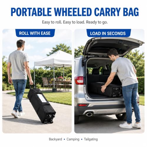 Yaheetech 10x10 1-Person Setup Pop Up Canopy Tent, Instant Portable Commercial Canopy Tent, Outdoor Gazebo with 1-Button Push, Wheeled Bag & 4 Sandbags for Home, Party & Outdoor Activities, White - Image 6