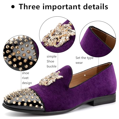 Image of Meijiana Mens Velvet Loafers Dress Shoes with Metal Embellishments Party Luxury Loafer Shoes
