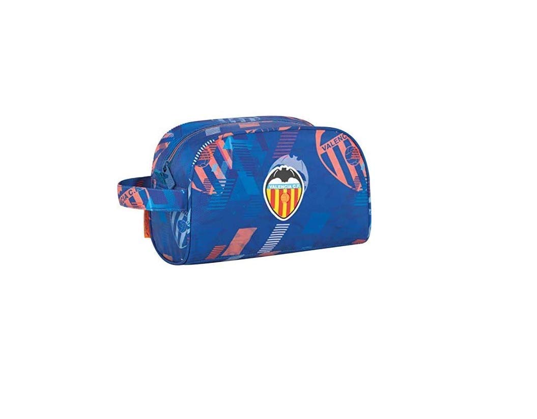Valencia CF Neceser de Viaje Valencia CF | Organizador de Equipaje de Mano Adaptable a Carro de Mochila, Neceser Viaje con Bolsillo de Gran Capacidad y Asa para Transporte - Medidas 25 x 15,5 x 11 - Color Azul