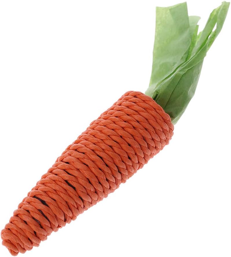Junlinto Funny Pet Cat Scratch Scratch Carrot Straw Toy for Chewing Toy Rabbit Cricket 15cm