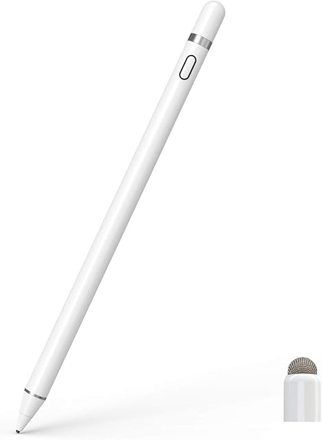 CiSiRUN Stylus Pen Compatible with iPad Apple pencil Touch Screen Pen Capacitive Rechargeable Styli with 1.5mm Ultra Fine Tips Compatible with iPads/Tablets/iPhones/Samsung/Lenovo/LG&HTC with Two Caps