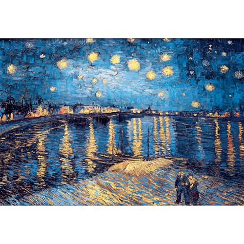 MISITU 2000 Pieces Puzzles for Adults "Starry Night in Rhone River" by Vincent Willem Van Gogh