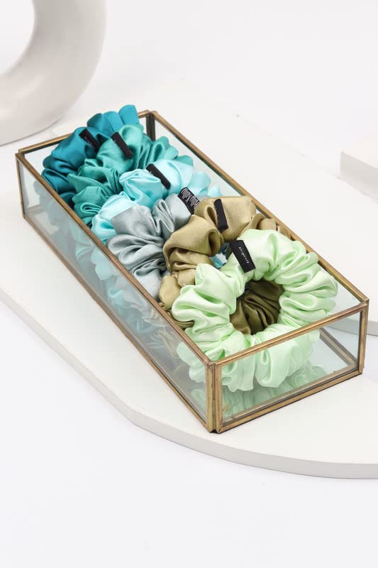 Image of Premium Satin Scrunchies for Women | Hair Bands, Ponytail Holders & Rubber Bands | Fluffy, No-Damage Hair Ties | Girls Hair Accessories | Medium Size | Pack of 6