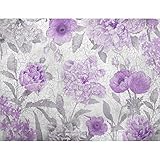 Runa Art Fototapete Blumen Pfingstrosen Betonwand Modern Vlies Wohnzimmer Schlafzimmer Flur - made in Germany - Violett Grau 9417010b