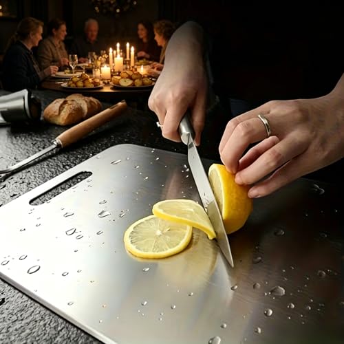 Tabla de cortar metálica rectangular de 29,01 cm x 20,00 cm, apta para cocina doméstica, acampada, parrillas y uso al aire libre miniatura 6
