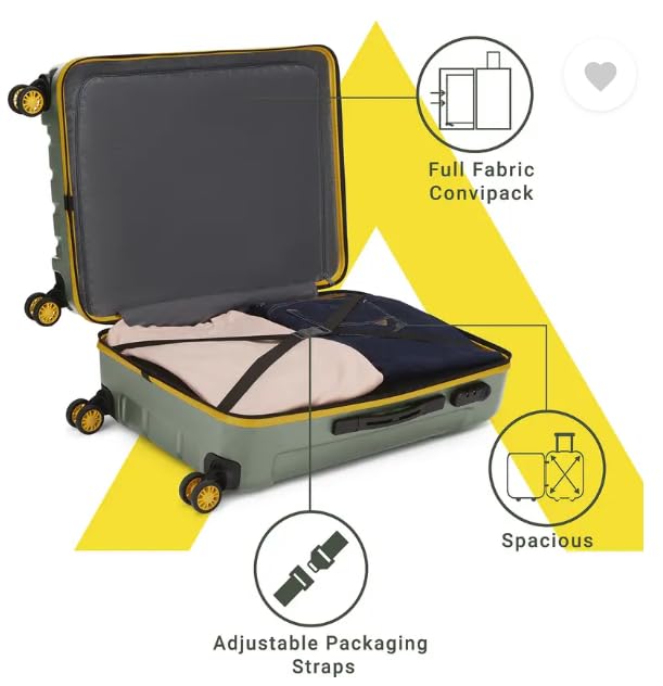 Image of Aristocrat Polycarbonate Spinner Slant Pro Check-In 66Cm(Medium) 8W Trolley Bags For Travel Hard Case Luggage, Lightweight Bag |3 Years Warranty (Green)