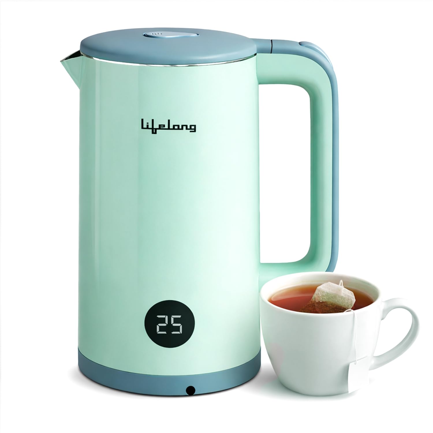 Lifelong Electric Kettle 1.6 L | 1350W Kettle with Double Wall & Cool Touch Body | Digital Display & Fast Water Boiling with Auto Shut Off | Stainless Steel | Overheat Protection (Sage Green, LLDEK01)-image-34