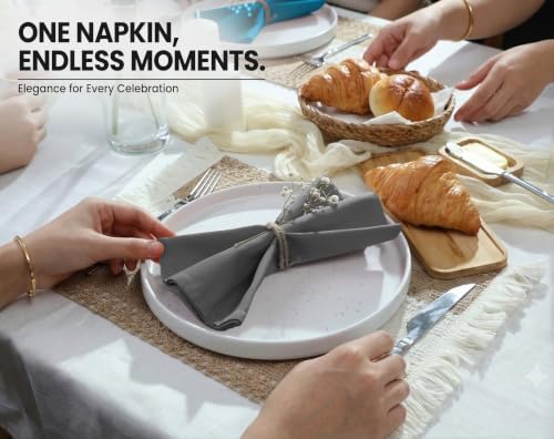 Image of Ruvanti Cloth Napkins Set of 6, Cotton Enrich 18 inchx18 inch - Charcoal Grey