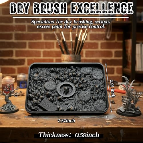 Image of Fuyoooo Dry Brush Palette for Miniature Painting,Skull | 7.9 x 5.9 Inch Dry Brush Palette, Tabletop Gaming Miniature Painting