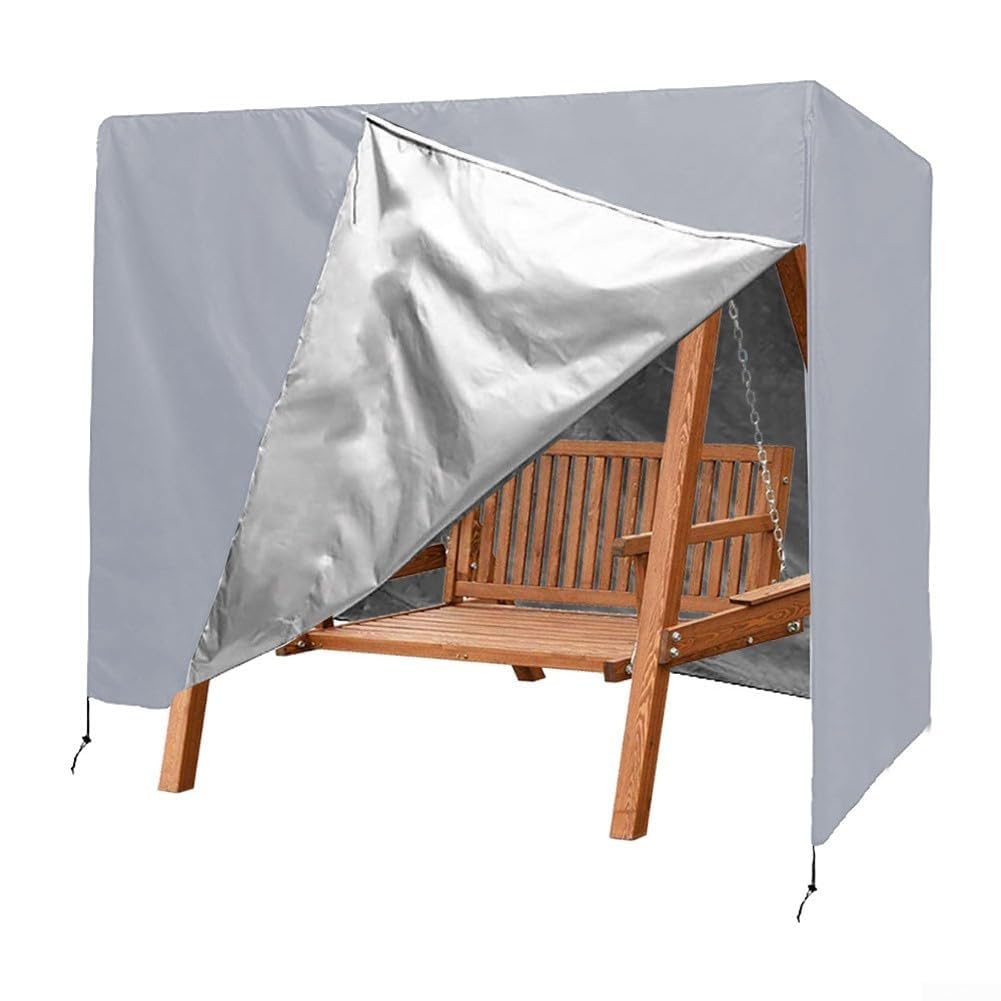 Abdeckung für Hollywoodschaukel für 3-Sitzer-Terrasse, mit 210D-Oxford-Gewebe, Schutz vor Wetterschäden (grau)