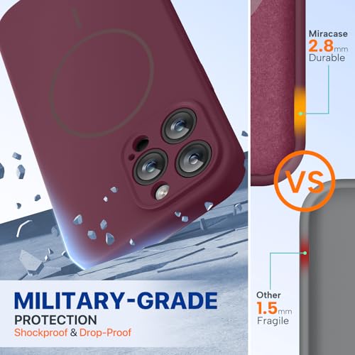 Image of Miracase Magnetic for iPhone 14 Pro Max Case, [Soft Anti-Scratch Microfiber Lining], Compatible with MagSafe, Silicone Shockproof Protection Phone Case for iPhone 14 Pro Max,Wine Red