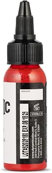 Dynamic Color Fire Red Tattoo Ink, Made in USA Since 1990, 1 oz | Sterilized and lot-numbered for full traceability; established American brand trusted by artists worldwide