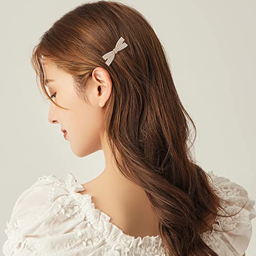 5 Pcs Pearl Bow Duckbill Hair Claw Clips - Gold Metal Elegant Cute Hair Pins - Gifts for Little Girls & Women - Image 3