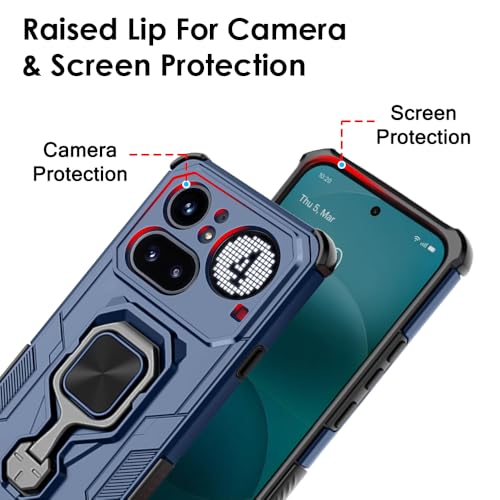 Image of TheGiftKart Tough Armor Bumper Back Case Cover for Nothing Phone 4a Pro 5G | Ring Holder & Kickstand in-Built | 360 Degree Protection Back Case Cover for Nothing Phone 4a Pro 5G (PC & TPU, Black)