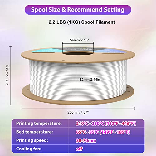 Firos Petg 3D Printer Filament, 1Kg(2.2Lbs) Spool Petg Filament 3D Printing Filament, 1.75Mm Dimensional 3D Printer Filament, Fit Most Fdm Printer, 1 Pack Petg White #TOP6