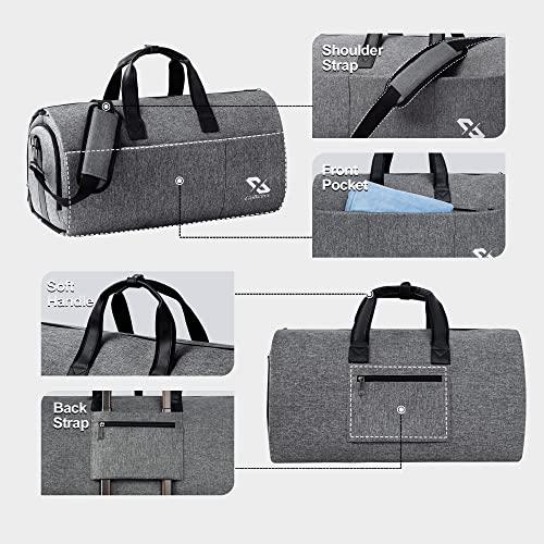 Golkcurx Convertible Garment Bag for travel,Carry on Garment Duffle Bag with Shoe Compartment, Detachable Shoulder Strap - 2 in 1 ， for Men Women - Thumbnail 3