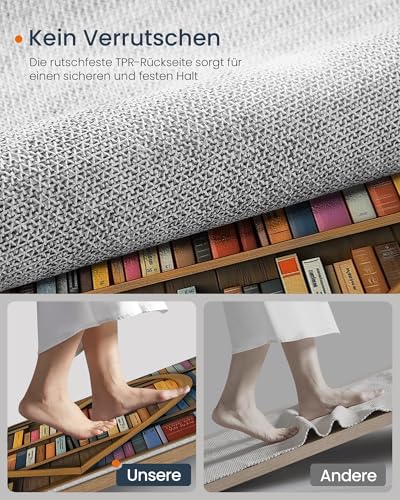 Tapis bibliothèque en cœur marron 150x210 cm lavable et antidérapant