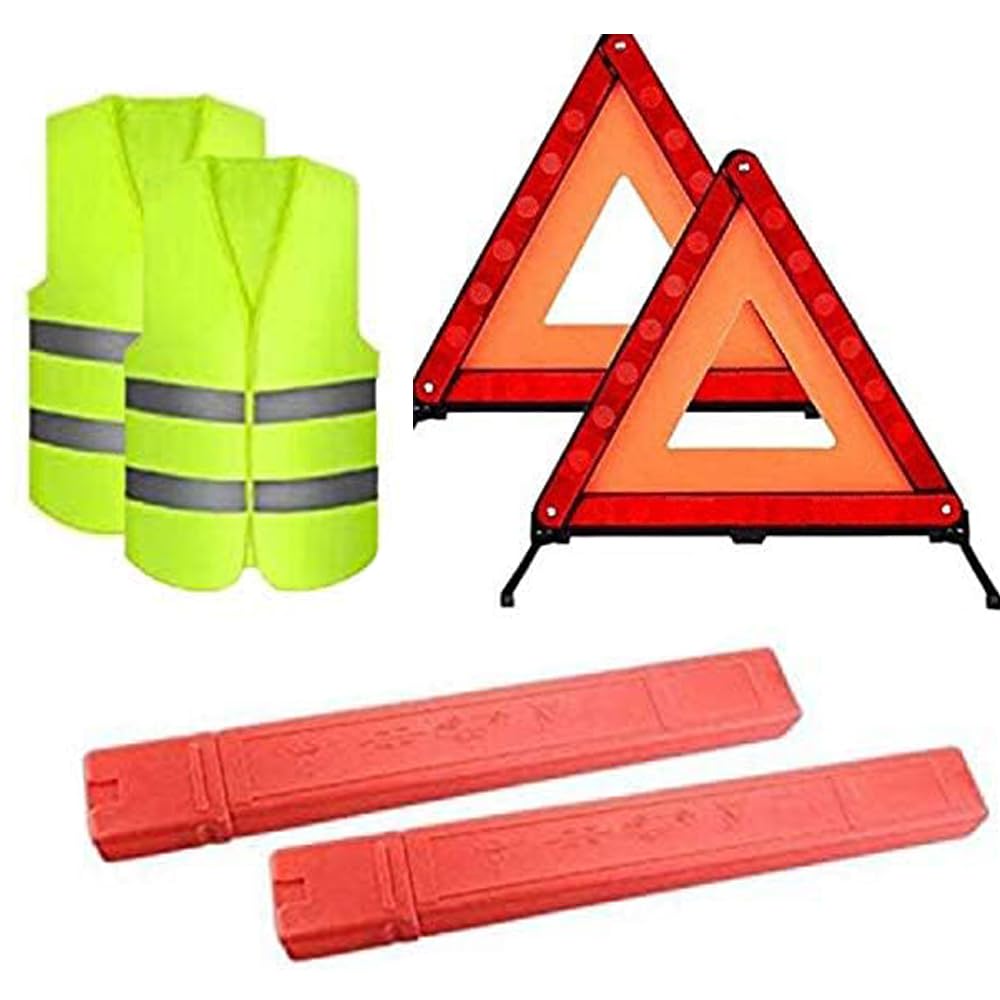 Warning Triangles For Cars, 2pcs Reflective Emergency Warning Triangle Kit,Fold Up Car Warning Safety Triangle Road-Side Kit, Car Triangle Warning Sign