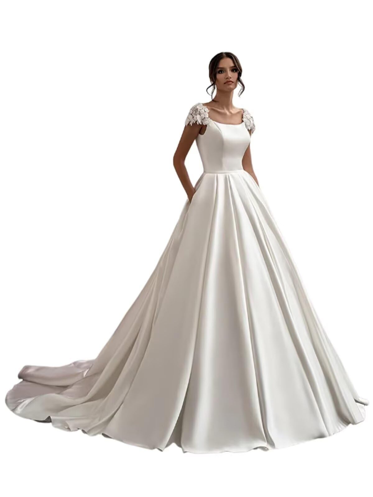 Yuxin Luxury Lace Beaded Wedding Dresses 2026 V Neck Straps Long Ball Gown Wedding Party Bridal Dress