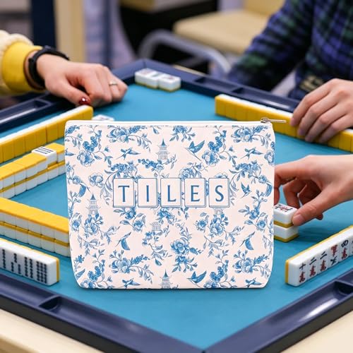 Bolsa American Mahjong para fichas con cierre azul claro miniatura 7