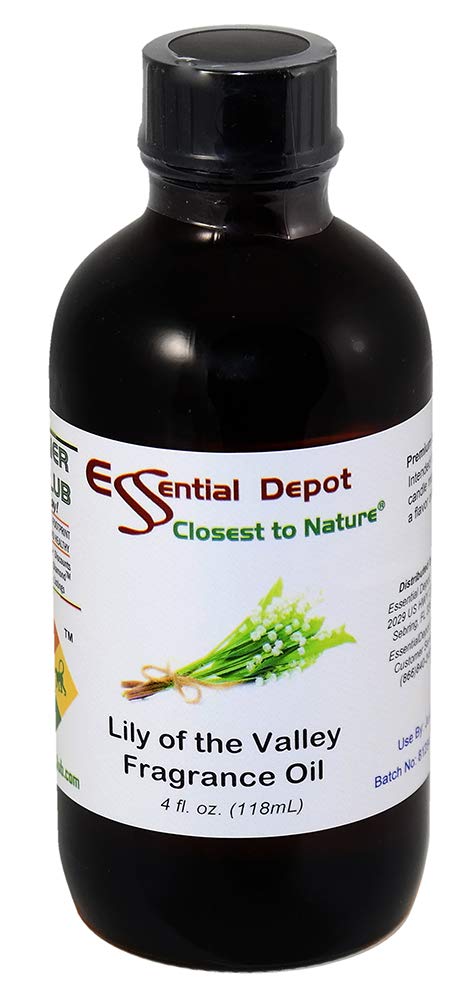 Essential Depot Lily of The Valley Fragrance Oil - 4 oz, Supplied in 4 oz. Amber Glass Bottle with Black Phenolic Cone Lined and Safety Sealed Cap
