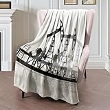 Winter Flannel Throw Blanket for Women Jack Oil Pumpjack Pumps Silhouette Isolated On Pipeline White Industrial Exploration Objects Steel Blanket for Couch, Plush Cozy Reversible Bed Blanket 50x60