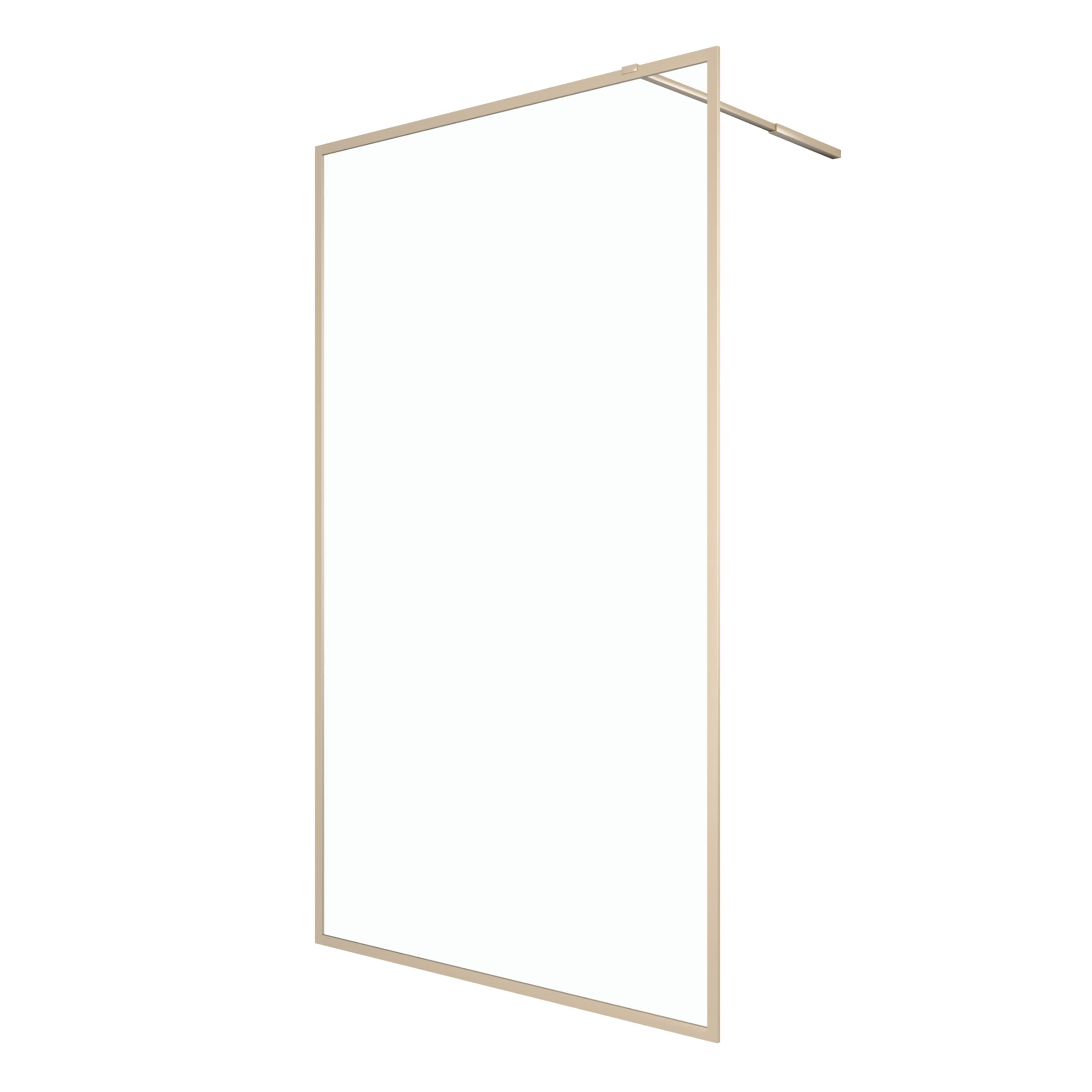 Duschwand 100×200 cm, Gold, Aluminium, 6 mm ESG, Stabilisationsbügel
